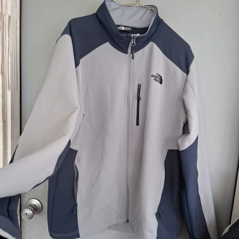 The North Face Jacket Mens 2 Tone Gray Navy Blue WindWall‎ Full Zip L GUC